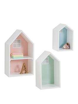 Product photograph of Great Little Trading Co Set Of 3 Townhouse Wall Shelves from very.co.uk