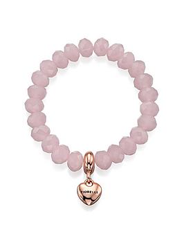 the-love-silver-collection-pink-beaded-stretch-bracelet-with-gold-heart-charm