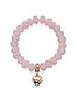 the-love-silver-collection-pink-beaded-stretch-bracelet-with-gold-heart-charmfront