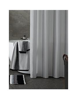 Product photograph of Catherine Lansfield Textured Stripe Shower Curtain from very.co.uk