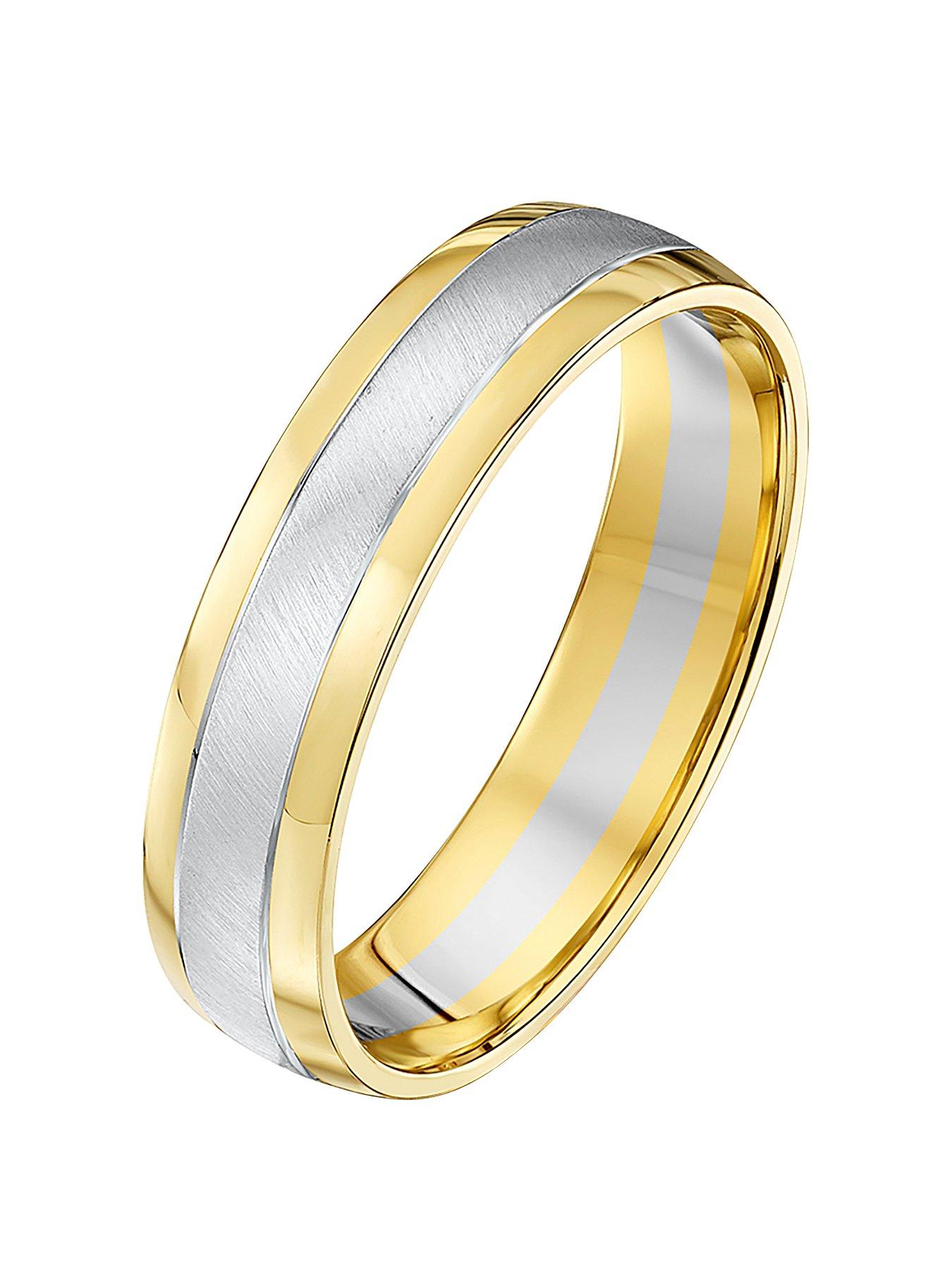 Product photograph of Love Gold 9ct White Yellow Gold Wedding Band Ring from very.co.uk