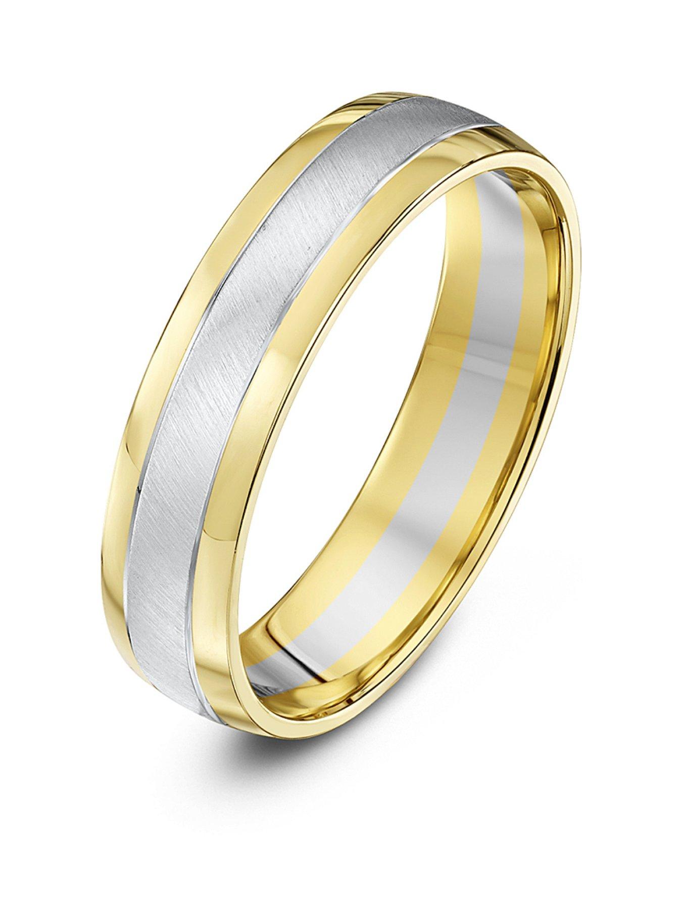 The Love Collection 9ct White & Yellow Gold Wedding Band Ring