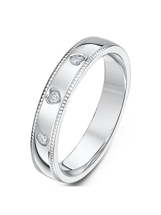 front image of the-love-silver-collection-sterling-silver-band-with-02ct-diamond-heart-detail-ring