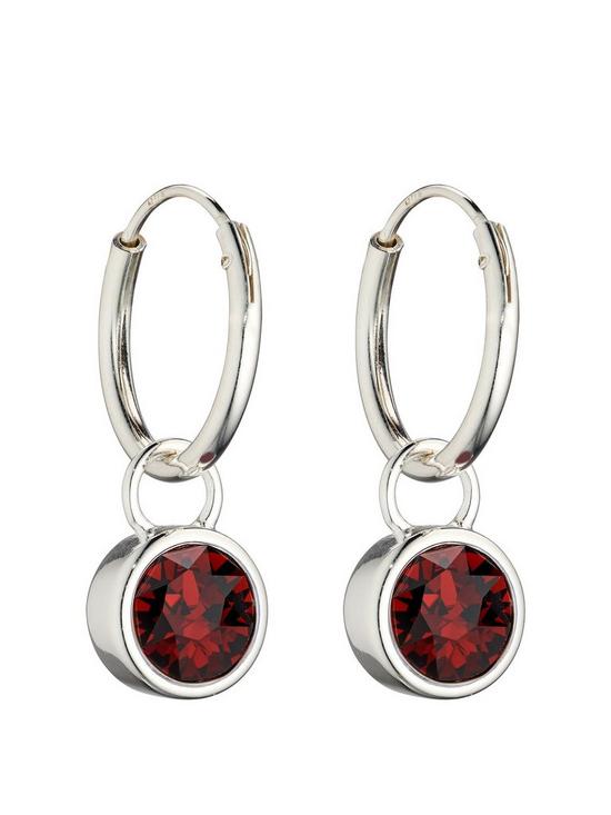 front image of the-love-silver-collection-sterling-silver-crystal-birthstone-hoop-earrings