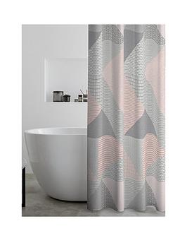 Product photograph of Catherine Lansfield Larsson Geo Shower Curtain from very.co.uk