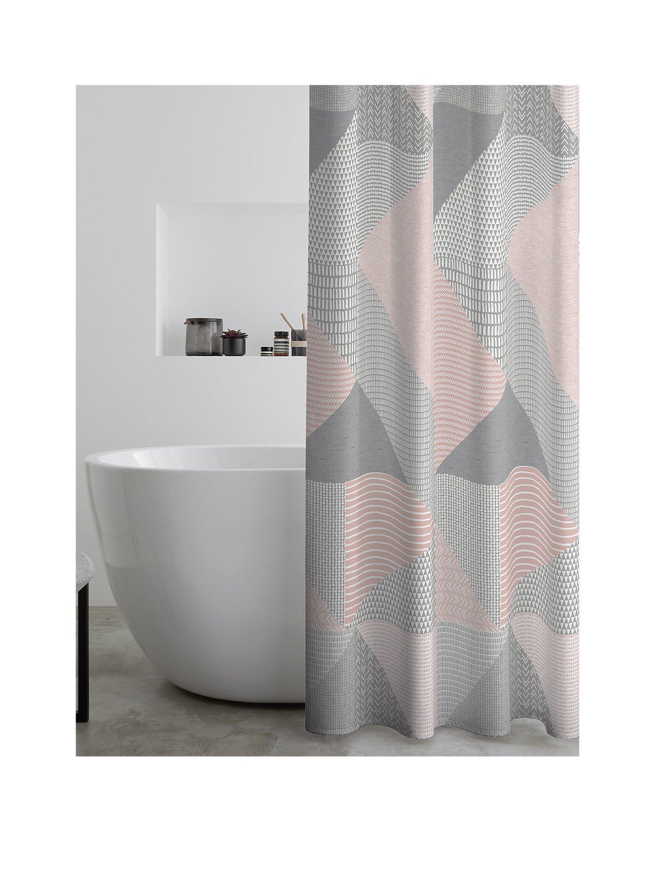 Catherine Lansfield Larsson Geo Shower Curtain - Pink