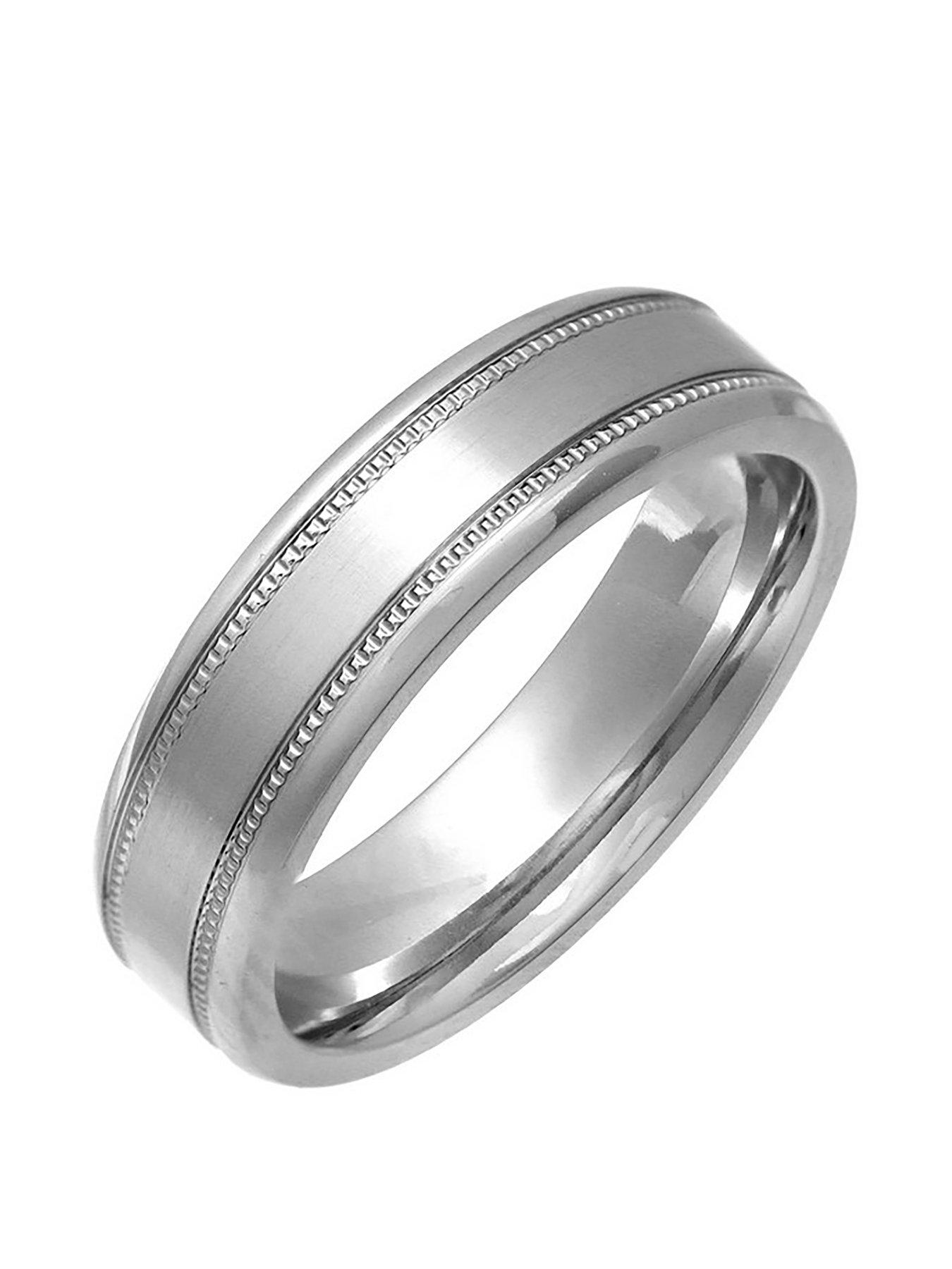 Product photograph of Men S Cobalt Metal Band Ring from very.co.uk