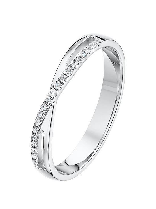 front image of love-gold-9ct-white-gold-band-with-01ct-diamond-detail-ring