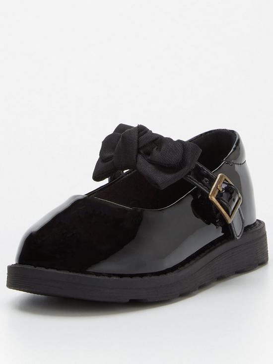 stillFront image of v-by-very-younger-girls-patent-bow-frontnbspshoe-black
