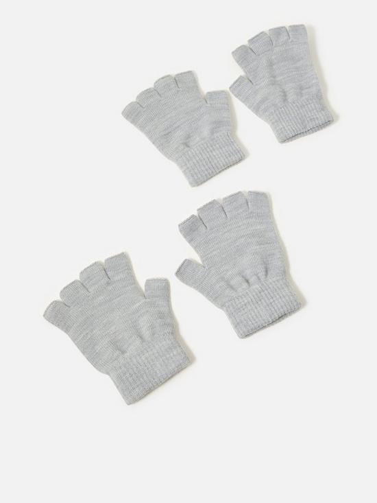 front image of accessorize-2-pack-fingerless-gloves-light-grey