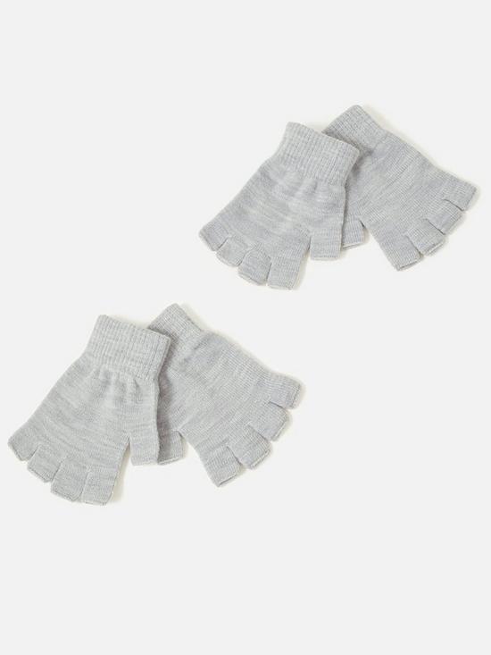 back image of accessorize-2-pack-fingerless-gloves-light-grey