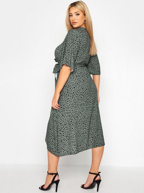 stillFront image of yours-dalmatian-wrap-dress-green