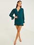  image of quiz-dark-green-chiffon-ruched-detail-wrap-front-dress