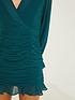  image of quiz-dark-green-chiffon-ruched-detail-wrap-front-dress