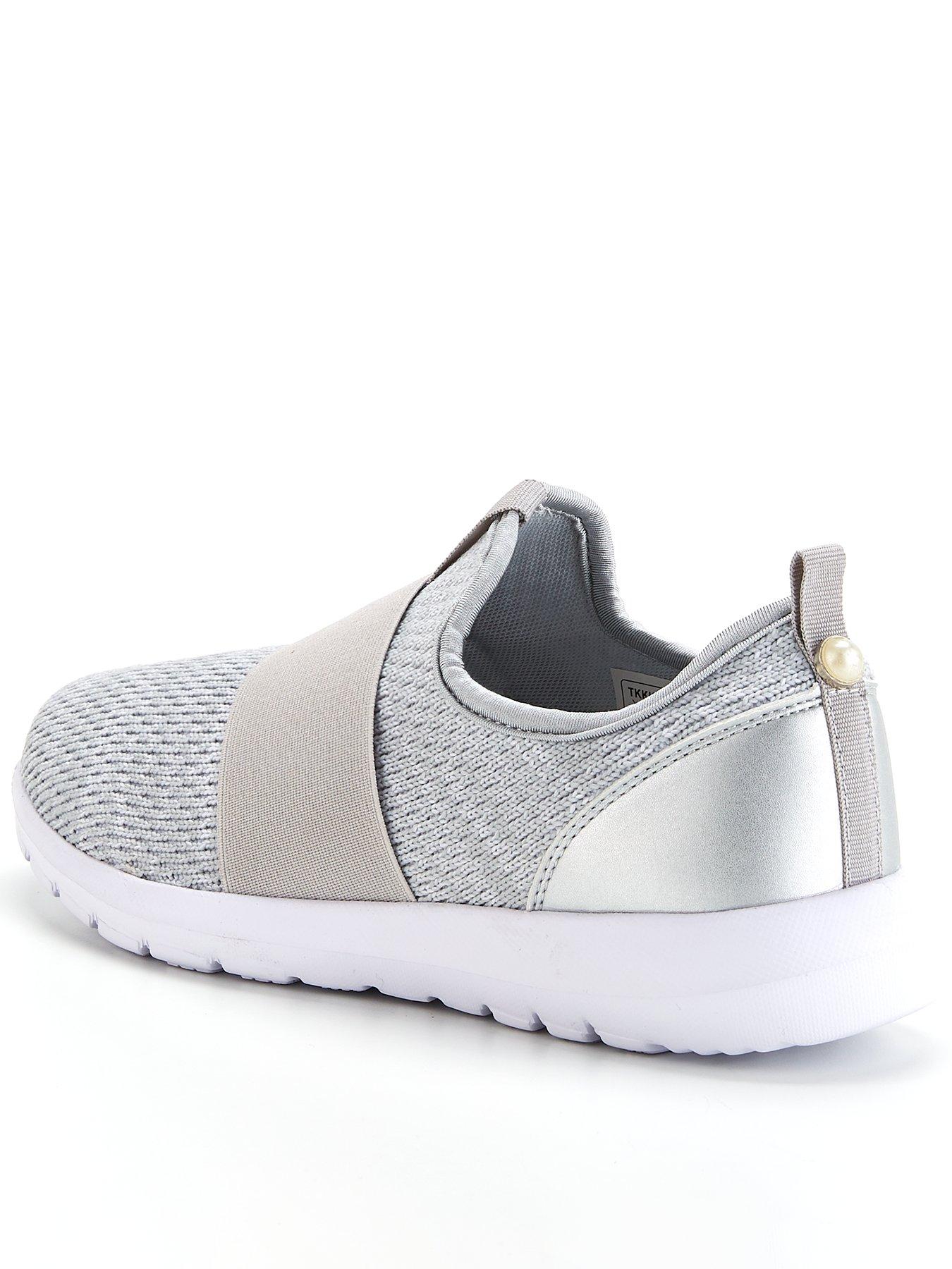 Women Dual Wide Fit Andie Elastic Strap Knit Trainer - Grey