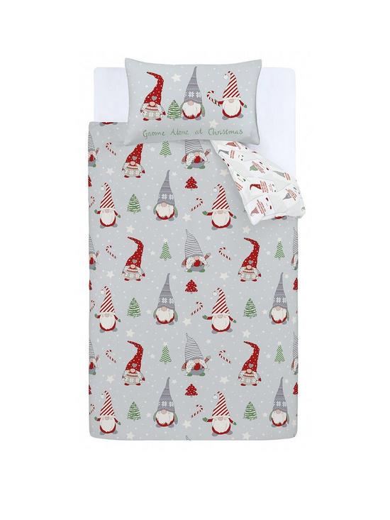 stillFront image of catherine-lansfield-christmas-gnomes-brushed-cotton-duvet-cover-set-grey