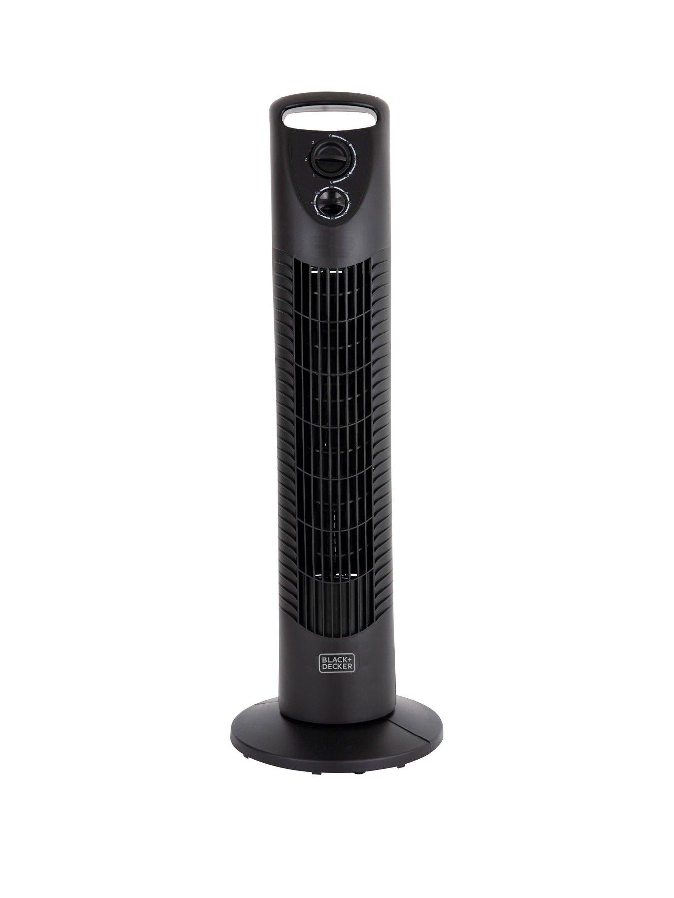 Black Decker Tower Fan with 2 Hour Timer 3 Speeds Automatic