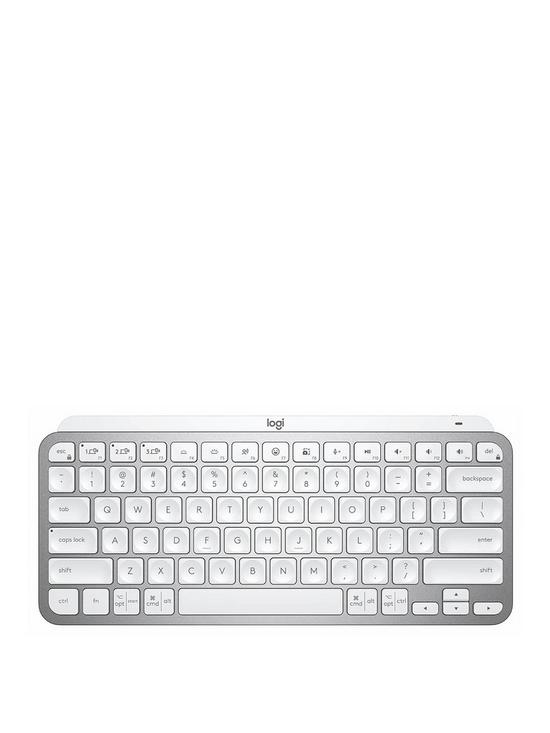 front image of logitech-mx-keys-mini-minimalist-wireless-illuminated-keyboard-pale-grey