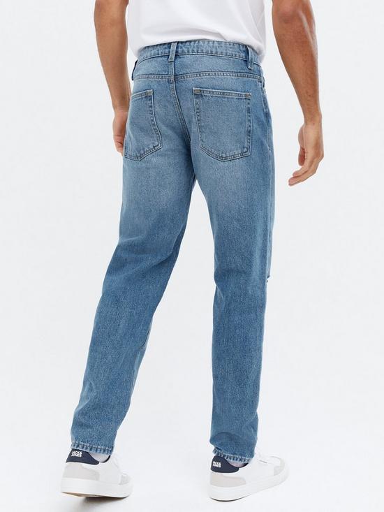 stillFront image of new-look-ripped-knee-straight-fit-jeans-blue