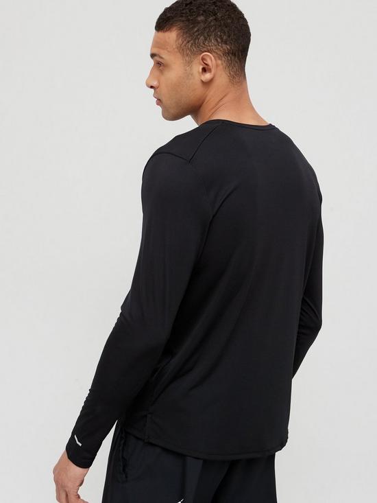 stillFront image of nike-run-dri-fit-miler-long-sleeve-t-shirt-black