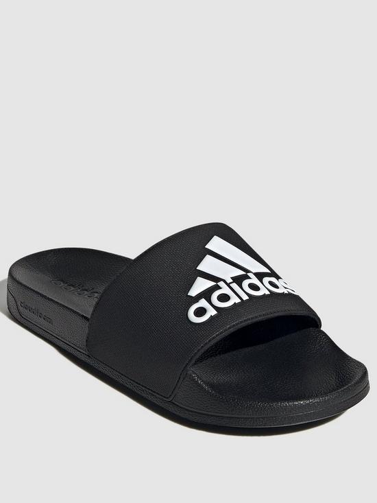 front image of adidas-sportswear-mens-adilette-shower-sliders-blackwhite