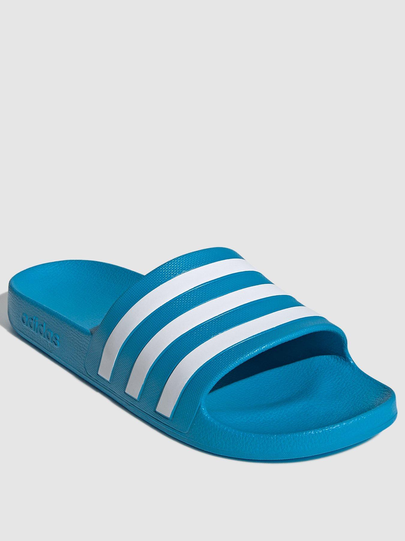 adidas Sportswear Mens Adilette Aqua Sliders Blue White very