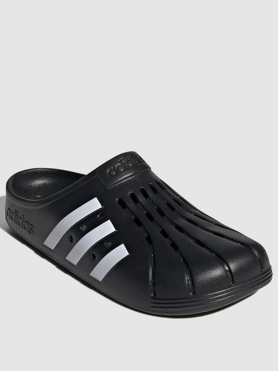 front image of adidas-sportswear-unisex-adilette-clog-blackwhite