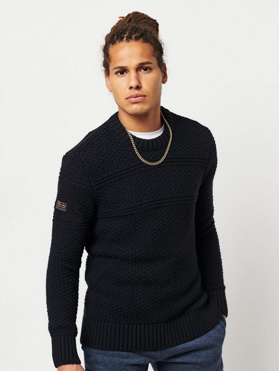 front image of superdry-jacob-cable-crew-knit