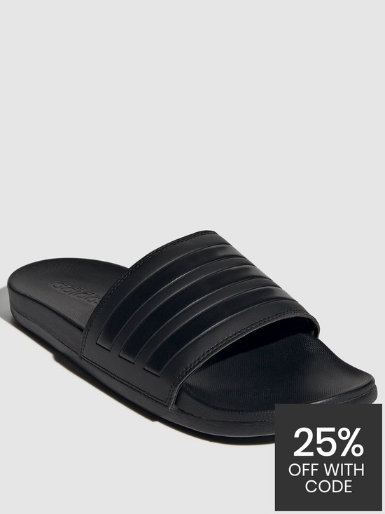 front image of adidas-sportswear-mens-adilette-comfort-sliders-black