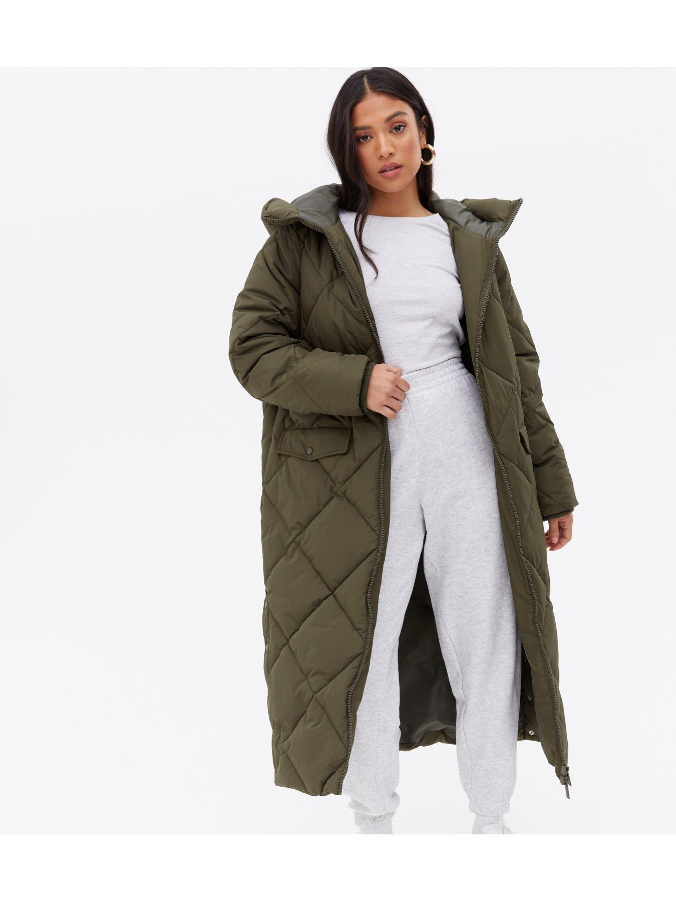 new look long quilted coat