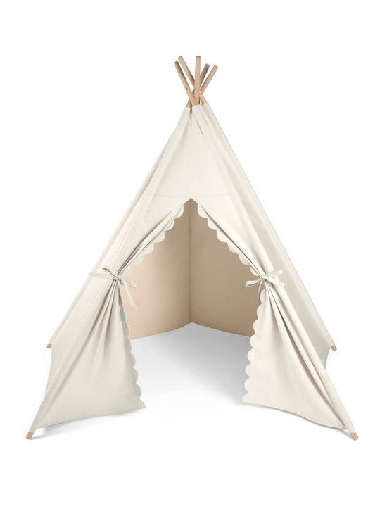 front image of the-little-green-sheep-teepee-play-tent-linen