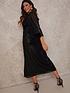  image of chi-chi-london-sequin-wrap-midi-dress-black