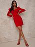 chi-chi-london-bodycon-party-dress-with-long-sleeves-redfront