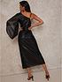  image of chi-chi-london-plunge-sequin-wrap-midi-dress-black