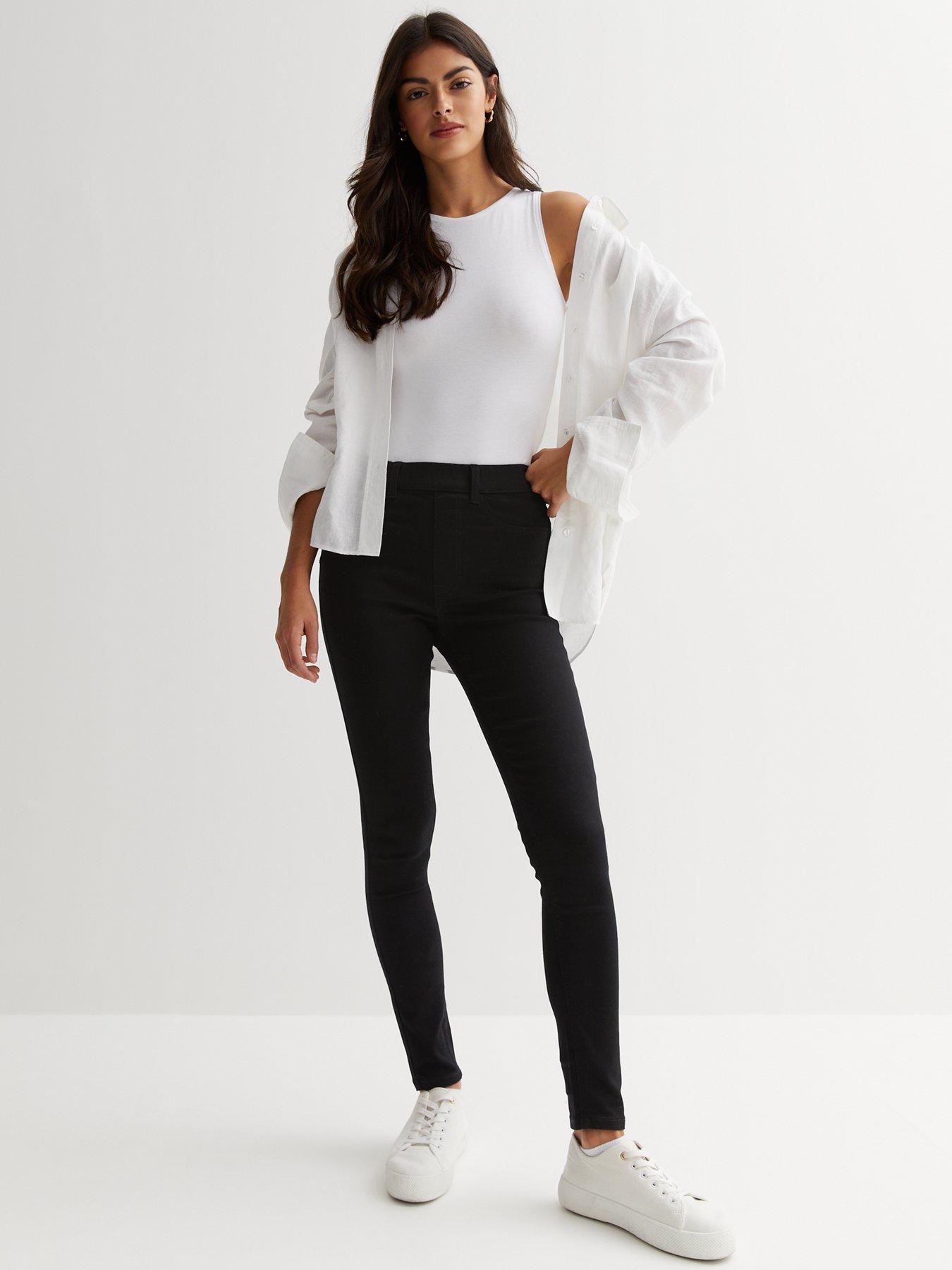 Black Coated Leather-Look Mid Rise Lift & Shape Emilee Jeggings