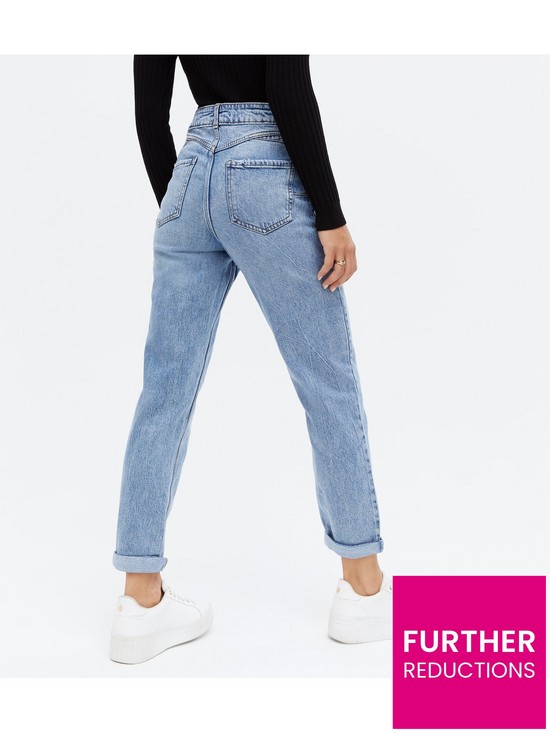 stillFront image of new-look-mid-wash-waist-enhance-tori-mom-jeans-blue