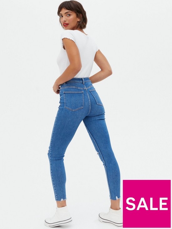 stillFront image of new-look-ripped-high-waist-hallie-super-skinny-jeans-bluenbsp