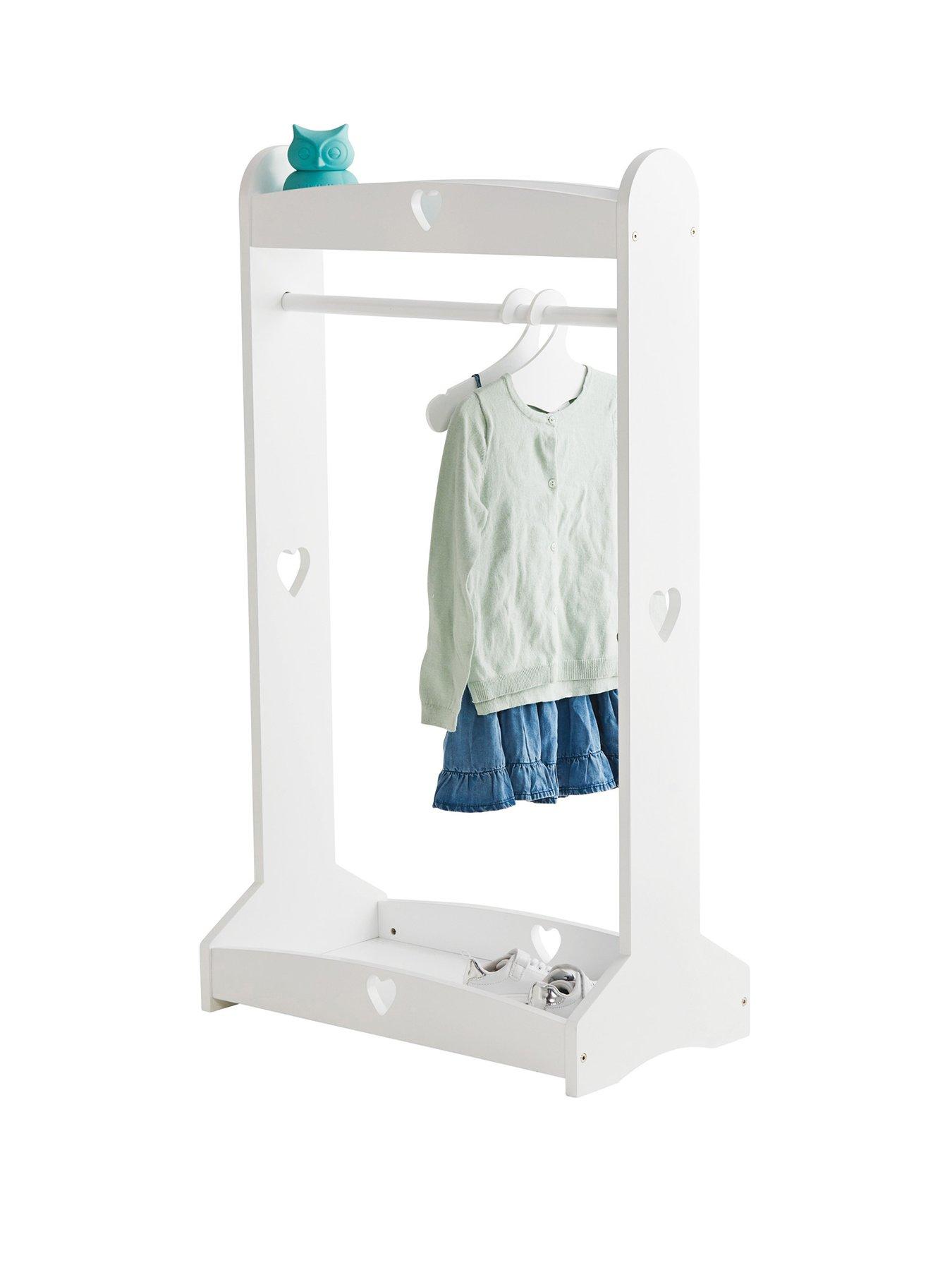 Montessori Inspired Wooden Childrens Dressing Up Rail With Shoe Rack