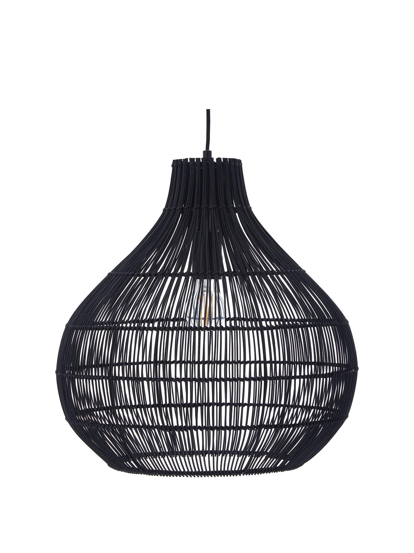 Product photograph of Very Home Lamar Rattan Pendant from very.co.uk