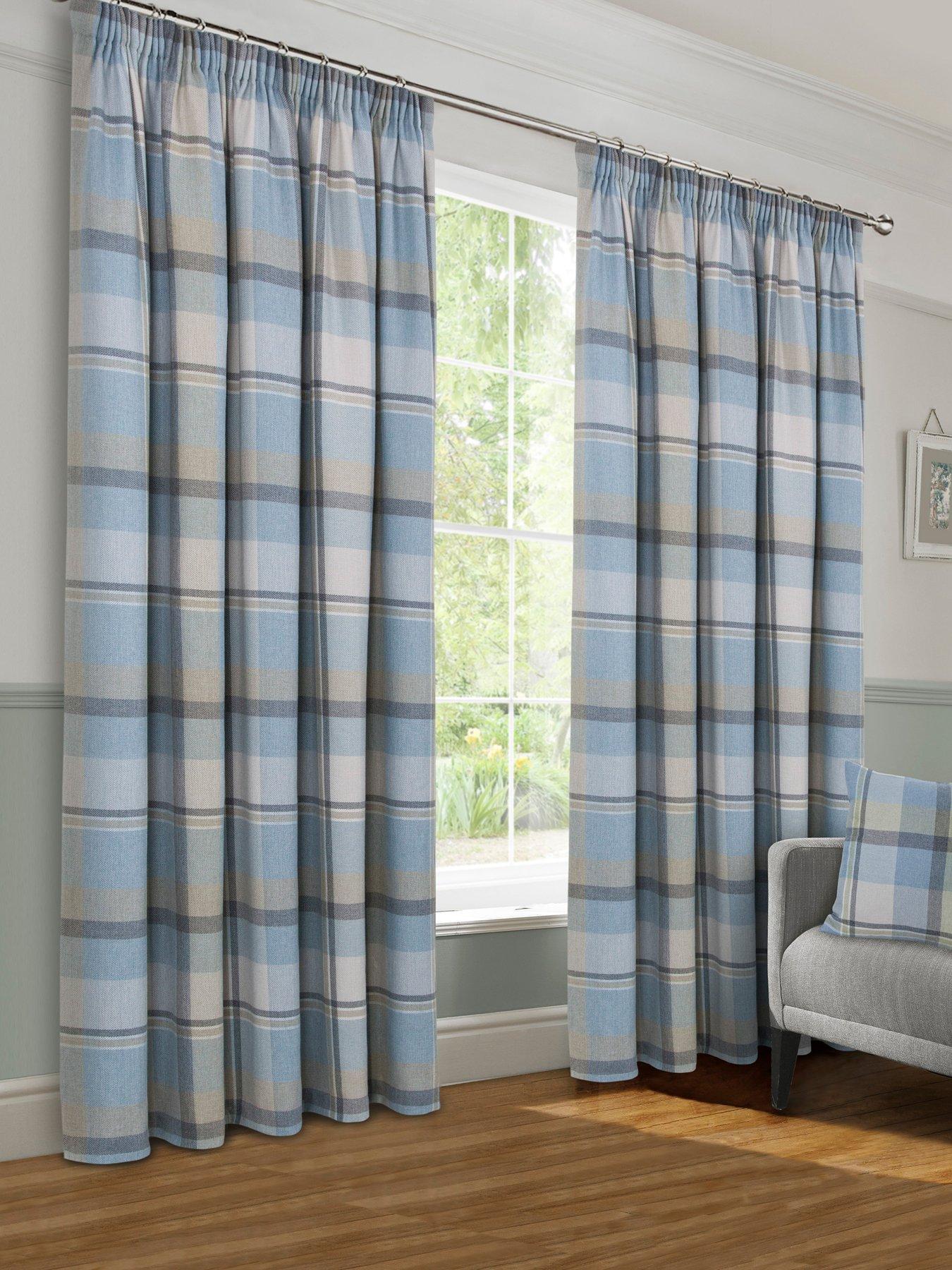 Product photograph of Very Home Braemar Check Pleated Lined Curtains from very.co.uk