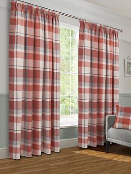 Product photograph of Braemar Check Pleated Lined Curtains from very.co.uk