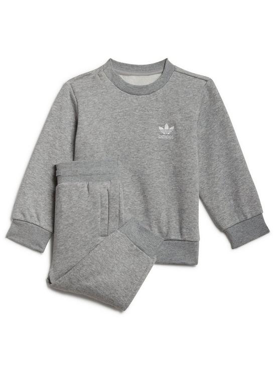 front image of adidas-originals-infants-crew-set-grey