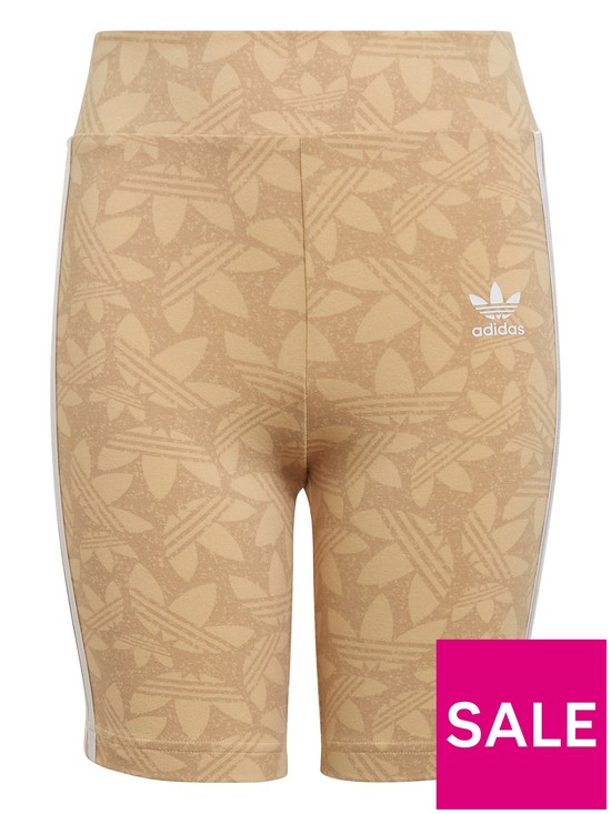 front image of adidas-originals-kids-girls-graphic-cycling-shorts-beige