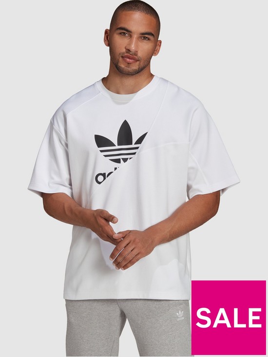 front image of adidas-originals-half-trefoil-t-shirt-white