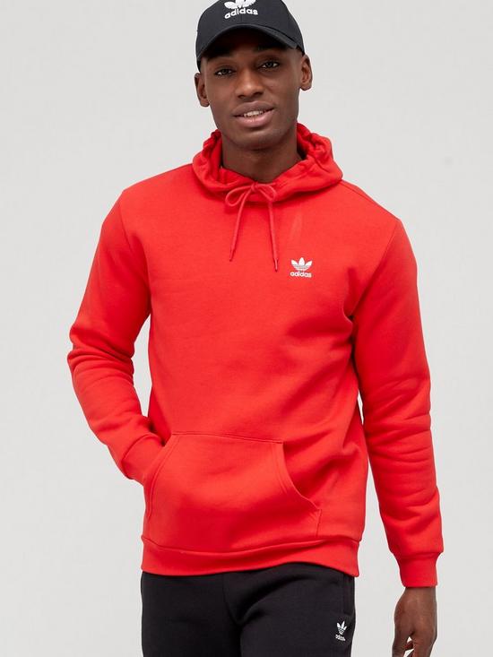 front image of adidas-originals-essentials-hoodie-vivid-red
