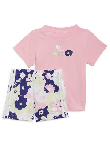 adidas-originals-infants-girls-floral-short-amp-t-shirtnbspset-pinkbluewhite