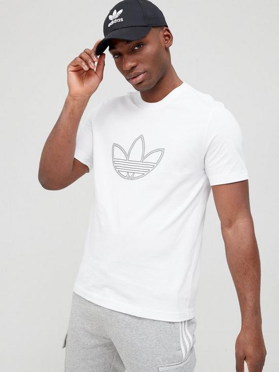 front image of adidas-originals-outline-trefoil-t-shirt-white