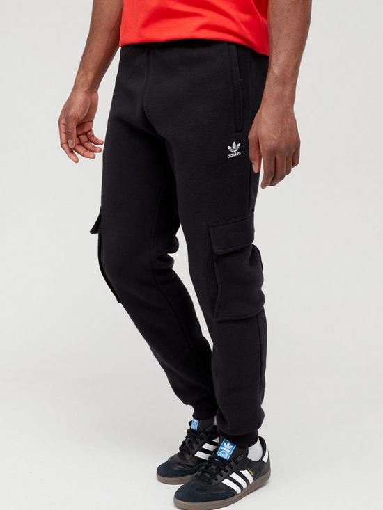 front image of adidas-originals-adicolor-cargo-pants-black