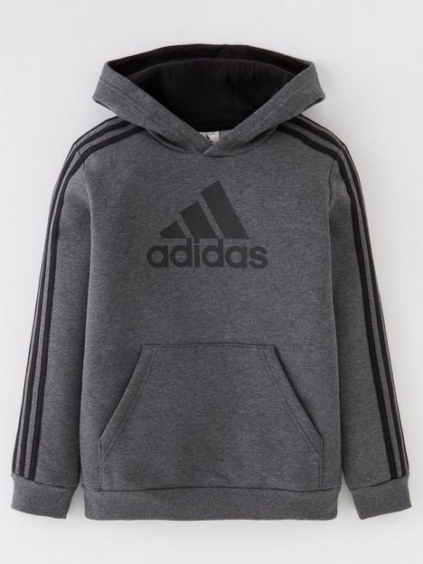 adidas-boys-big-logo-3-stripe-overhead-hoodie-greyblack