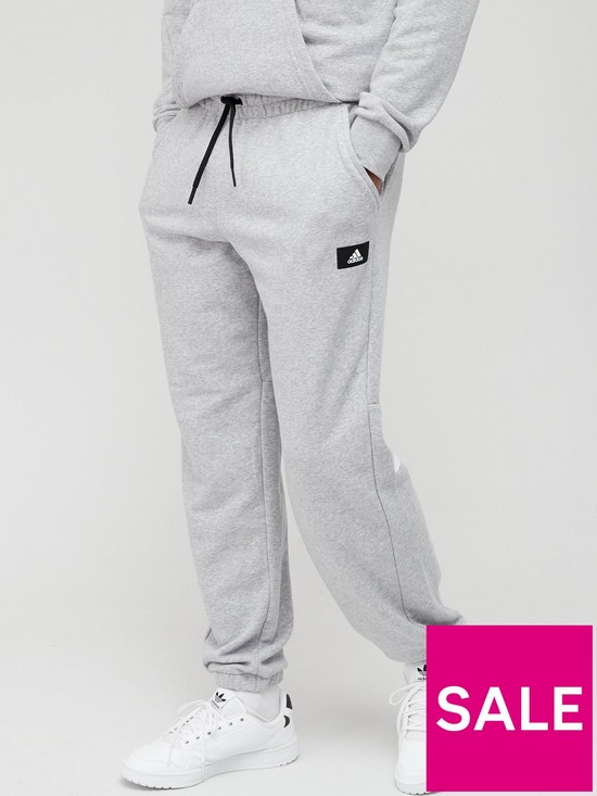 front image of adidas-future-icons-pants-medium-grey-heather